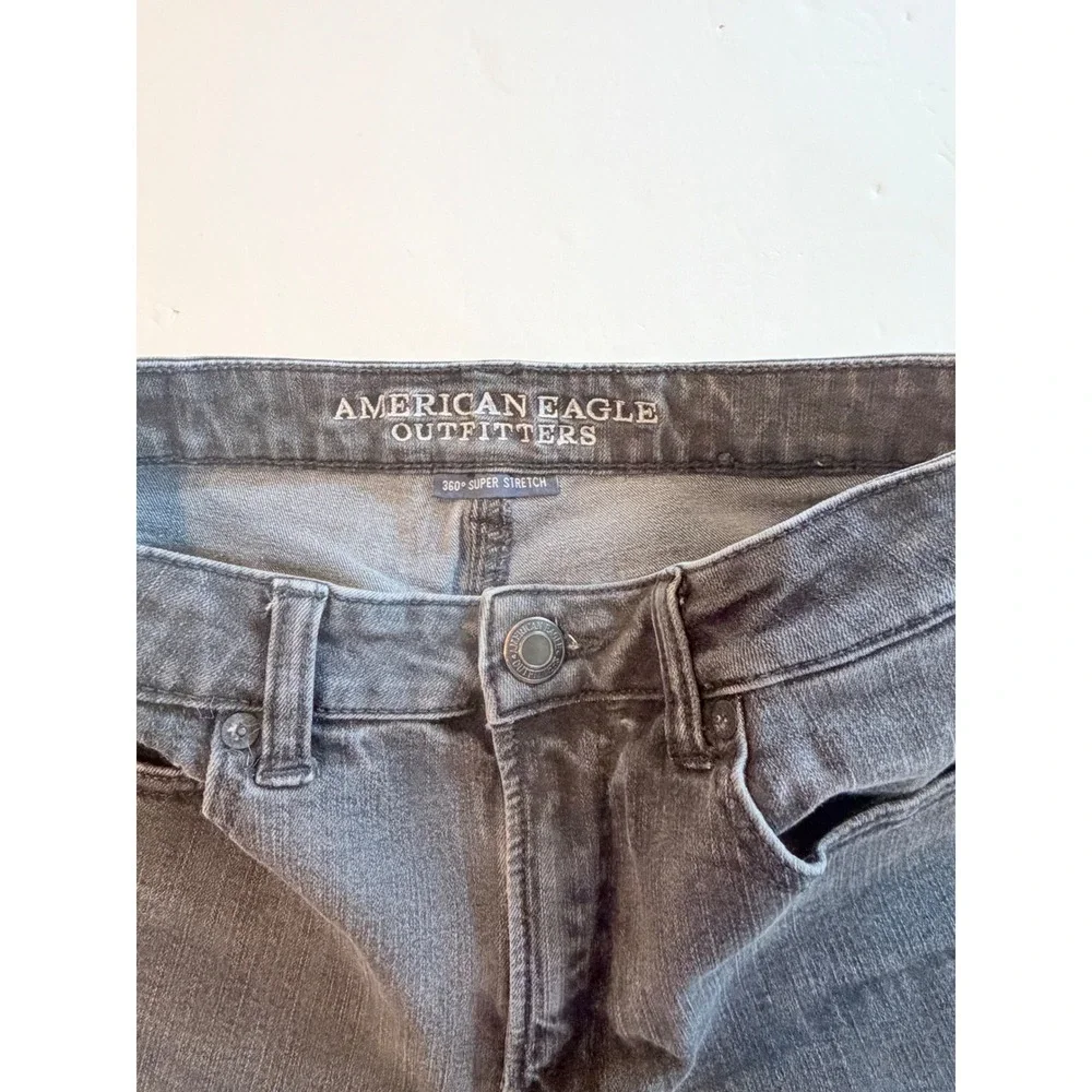 American Eagle Hi-Rise Short Black 360 Super Stretch Denim Cutoff Size‎ 4